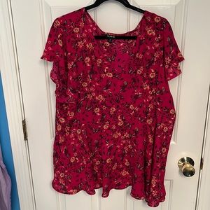 Dark pink floral butterfly pendulum top from Torrid circa 2019